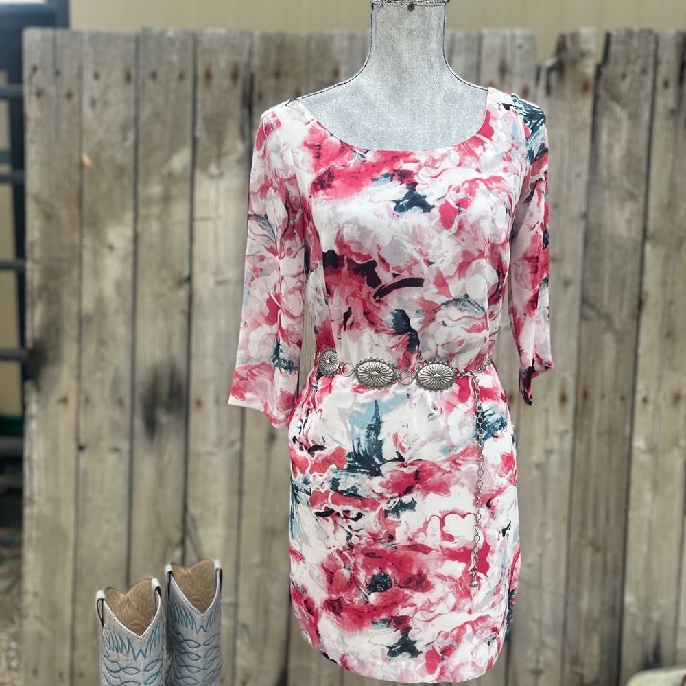 SEXY SLIM SMALL PARTY BEACH NIGHT LIFE PINK FLORAL GUESS DRESS SIZE 2